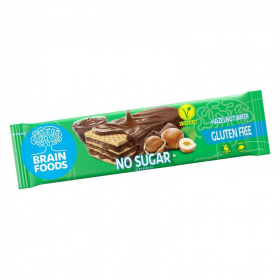 Brain Foods gluténmentes ostyaszelet (csokoládéba mártott, mogyorós kakaós krémmel töltött, édesítőszerekkel) 40g
