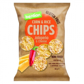 Benlian kukorica, barnarizs chips - jalapenos, sajtos 50g