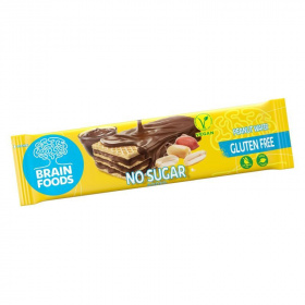 Brain Foods gluténmentes ostyaszelet (csokoládéba mártott, földimogyorós, kakaós krémmel töltött, édesítőszerekkel) 40g