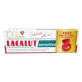 Lacalut fogkrém - sensitive 75ml + Lacalut fogselyem 1db