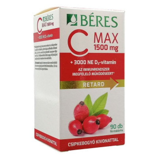 Béres C MAX 1500mg RETARD filmtabletta csipkebogyó kivonattal + 3000NE D3-vitamin 90db
