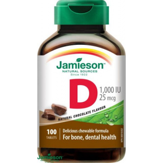 Jamieson D3-vitamin 1000IU szopogató tabletta csokoládé ízesítéssel 100db
