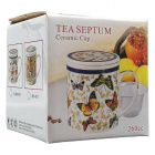 Dr. Chen teásbögre lapostetővel fém szűrővel - Tea Septum 1db - kifutó 