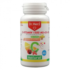 Dr. Herz C-vitamin 1500mg + D3 + Zn csipkebogyóval és acerola kivonattal RETARD filmtabletta 60db