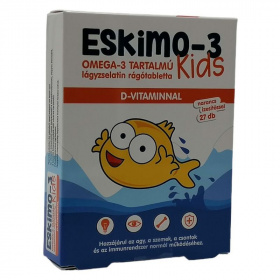 Eskimo-3 Kids Omega-3 D-vitamin rágótabletta (narancs) 27db