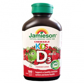 Jamieson Kids D3-vitamin 400IU rágótabletta - eper ízű 100db