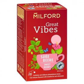 Milford great vibes földieper-ribizli ízű gyümölcstea (20 x 2g) 40g