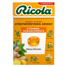 Ricola cukorka (gyömbér-narancsmenta) 40g