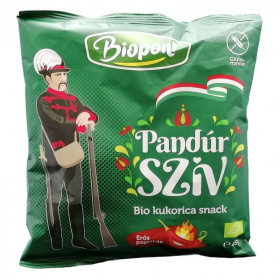 Biopont Pandúr szív, Kukorica snack, erős paprikás ízesítéssel BIO 45g