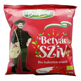 Biopont Betyár szív, Kukorica snack, paprikás ízesítéssel BIO 45g