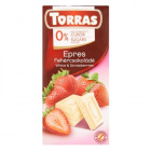 Torras glutén-, és cukormentes fehércsokoládé - eper 75g Torras glutén-, és cukormentes fehércsokoládé - eper 75g