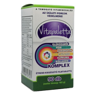 Vitapaletta Glükózamin, MSM, kondroitin, C-vitamin, kurkuma, kollagén komplex kapszula 90db