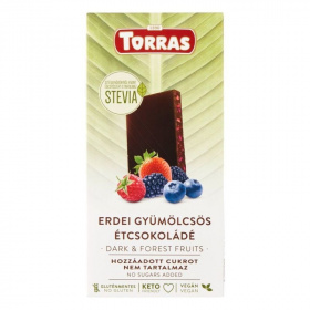 Torras gluténmentes étcsokoládé steviával - erdei gyümölcs 125g