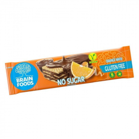 Brain Foods gluténmentes ostyaszelet (csokoládéba mártott, narancsos kakaós krémmel töltött, édesítőszerekkel) 40g