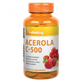 Vitaking Vitamin C-500 Acerola eper ízű rágótabletta 40db