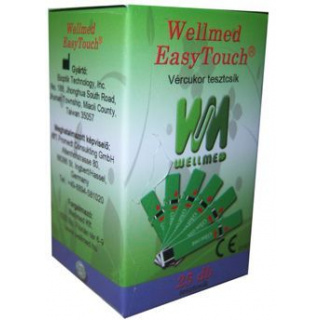 Wellmed Vércukor Tesztcsík Easytouch Gcu, Gu, Gchb és Gc-hez 25 db - os | Vércukormérő tesztcsík