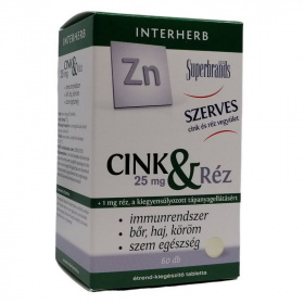 Interherb szerves cink 25mg & réz tabletta 60db