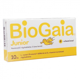 Biogaia ProTectis Junior + D-vitamin (narancs ízű) rágótabletta 10db