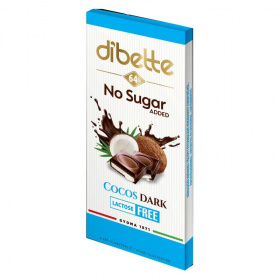 Dibette nas kókusz ízű  krémmel töltött étcsokoládé (hozzáadott cukor nélkül) 80g