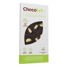 Chocoartz pisztácia és menta 70%os étcsokoládé (kókuszvirágcukorral) 80g