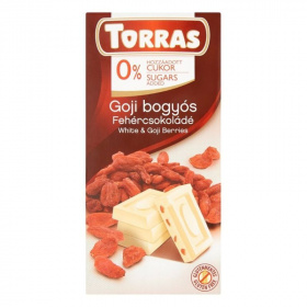 Torras glutén-, és cukormentes fehércsokoládé - goji bogyó 75g